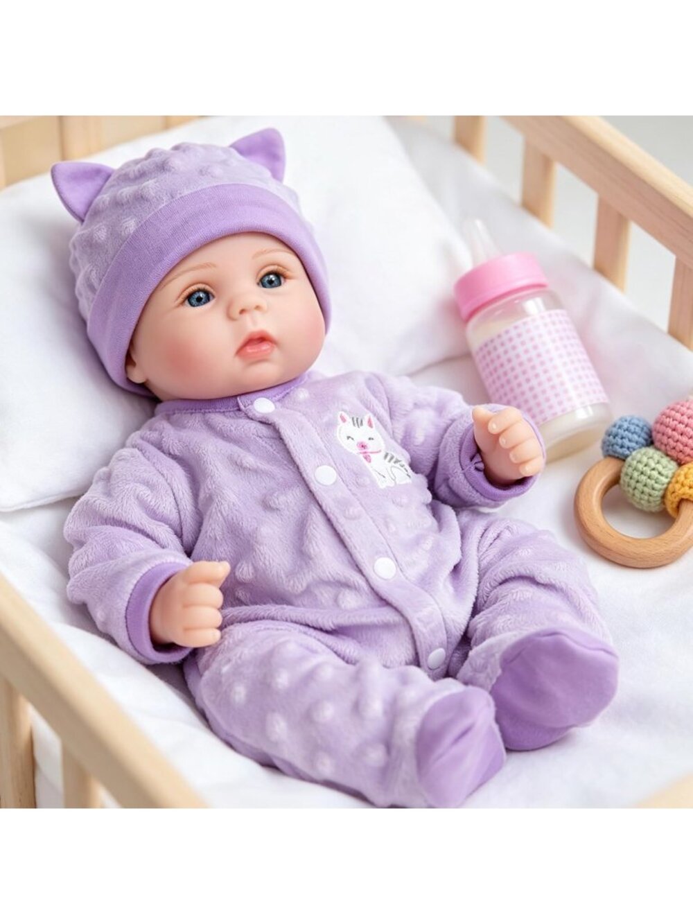 18 inch Fiona Realistic Lifelike Newborn Baby Dolls for Kids Age 3 + Purple